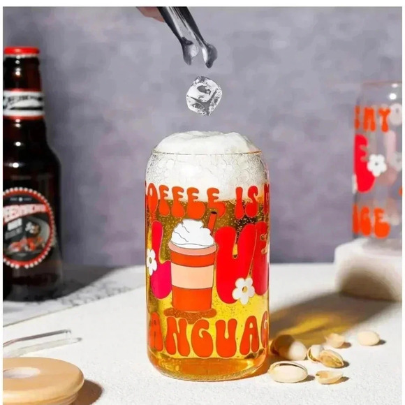 Glass Coffee Cups Set, 16 oz, Red - Picture 8 of 8